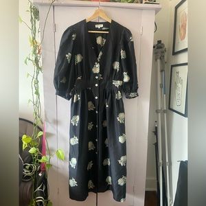 HORSES Atelier Black Peony Silk Dress